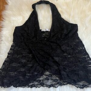 gaze Black Floral Lace Halter Top